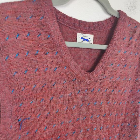 Vintage The‎ Fox JC Penney Vest Mens XL Red Blue Speckled Pullover Jumper - Picture 2 of 7